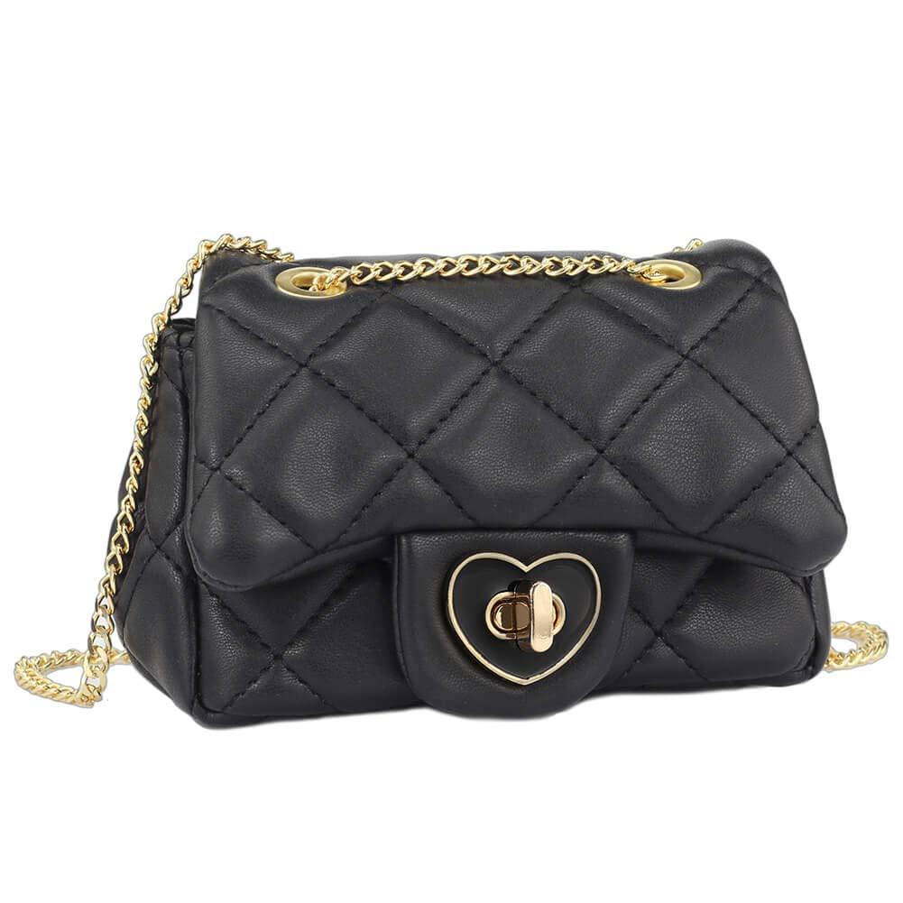Toddler Mini Purse Crossbody Bag Mibasies Lambskin Black Medium