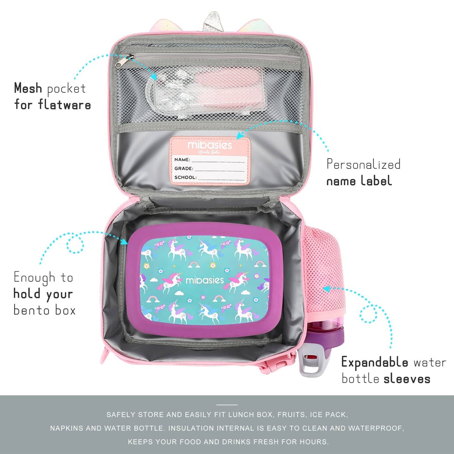 Lucy-Unicorn Lunch bag lunchbox mibasies