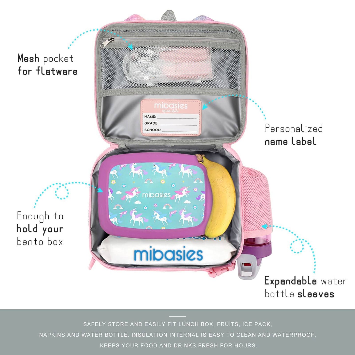 Unicorn Mix Rainbow lunchbox Mibasies