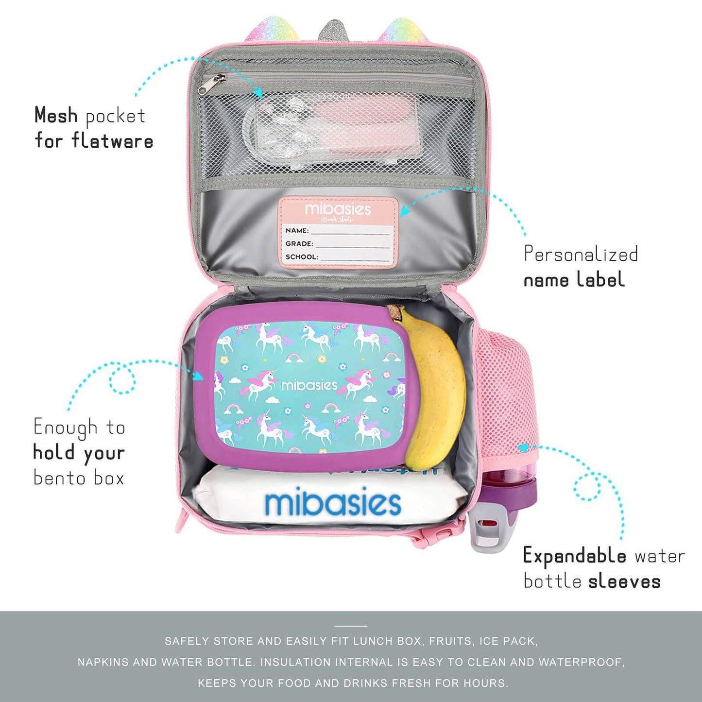 Unicorn Mix Rainbow lunchbox Mibasies