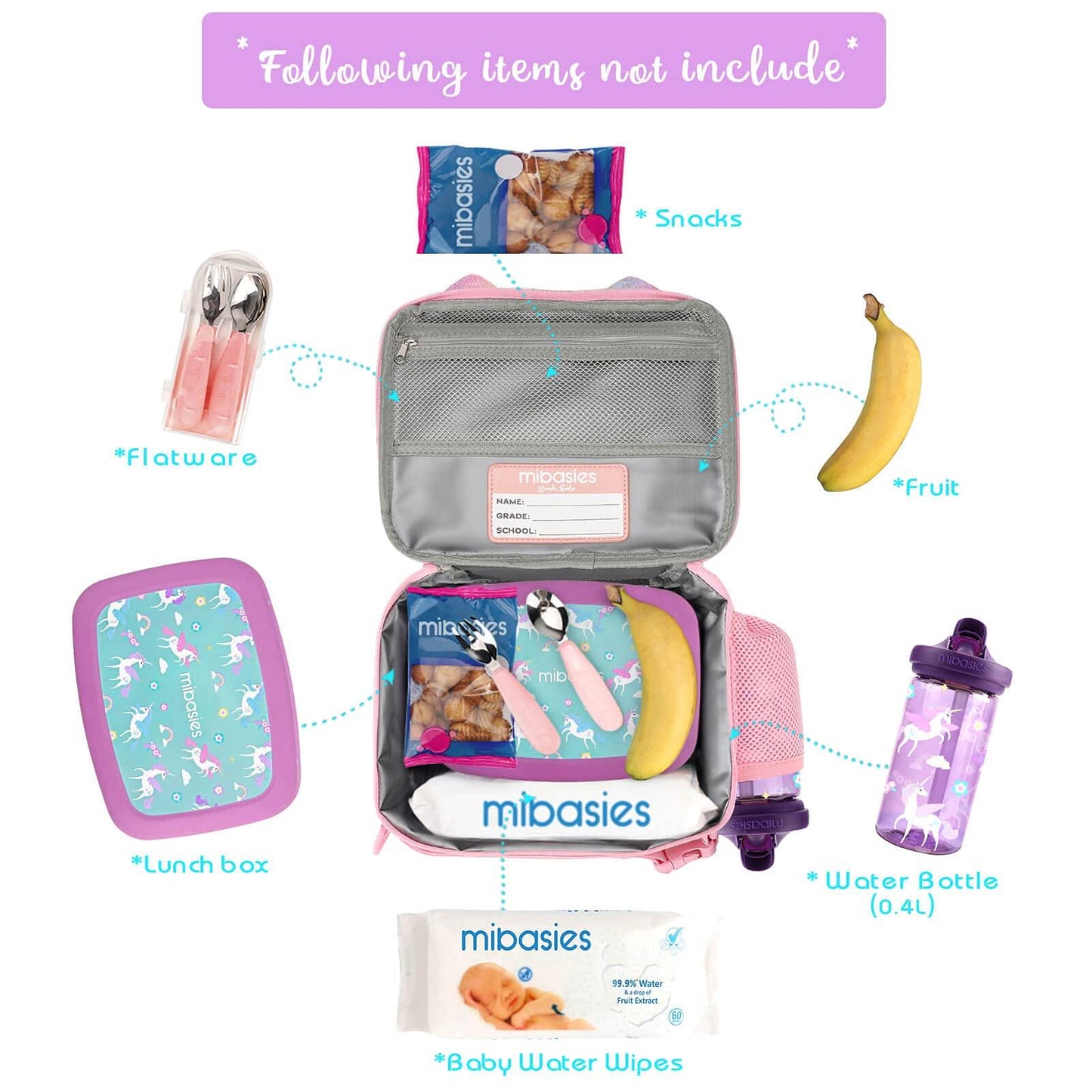 Unicorn Mix Rainbow lunchbox Mibasies