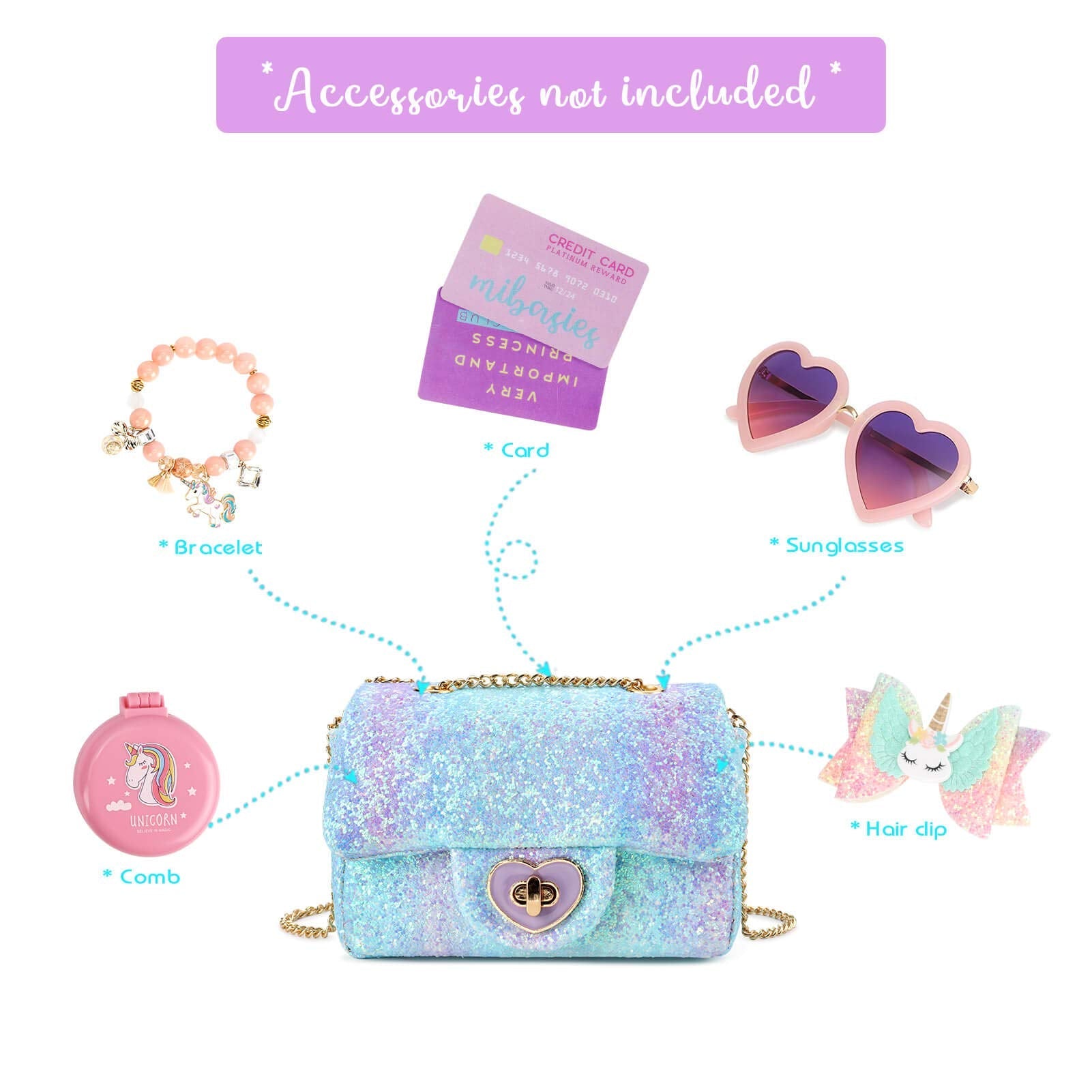 Rita-Glitter Mini Purse Crossbody Bag Mibasies