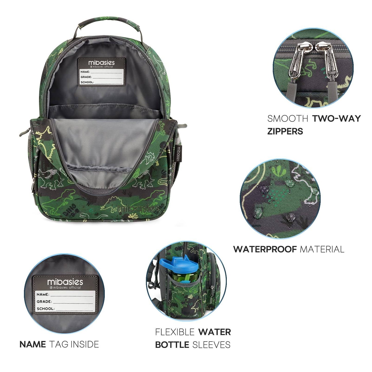 Mr. Dino Backpack schoolbag Mibasies