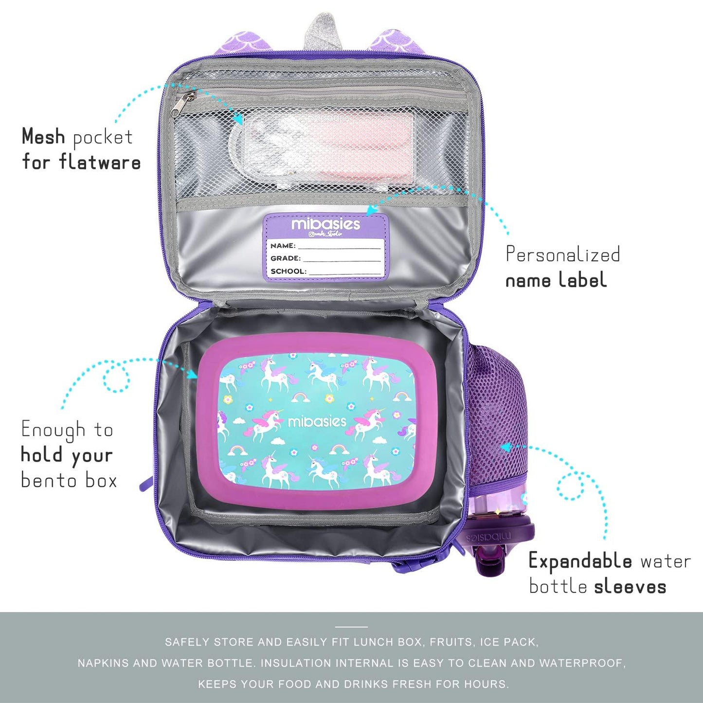 Lucy-Unicorn Lunch bag lunchbox mibasies