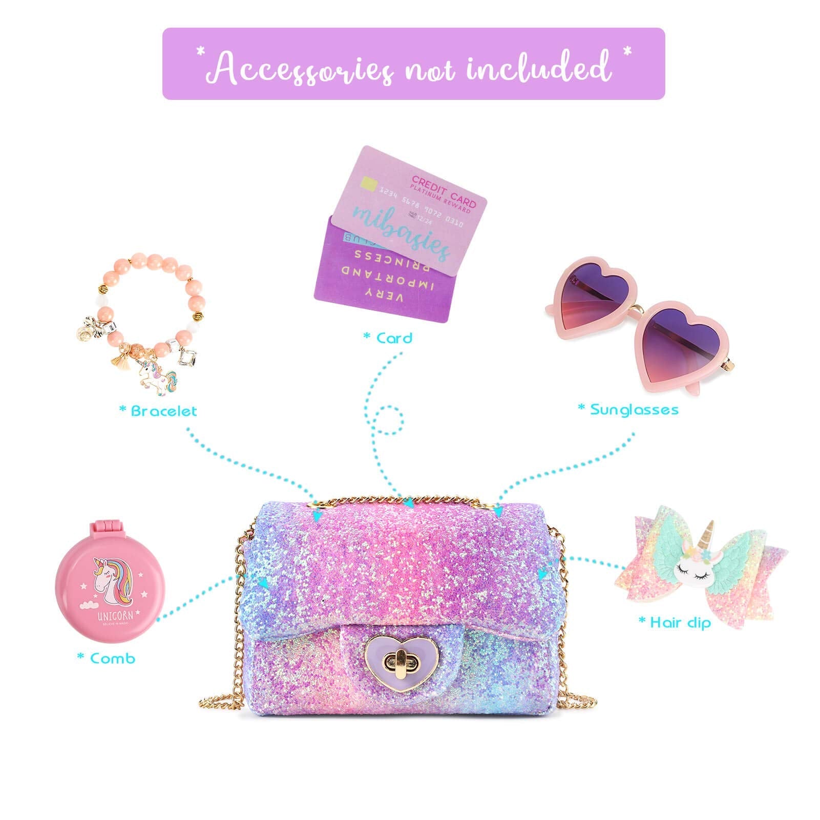 Rita-Glitter Mini Purse Crossbody Bag Mibasies