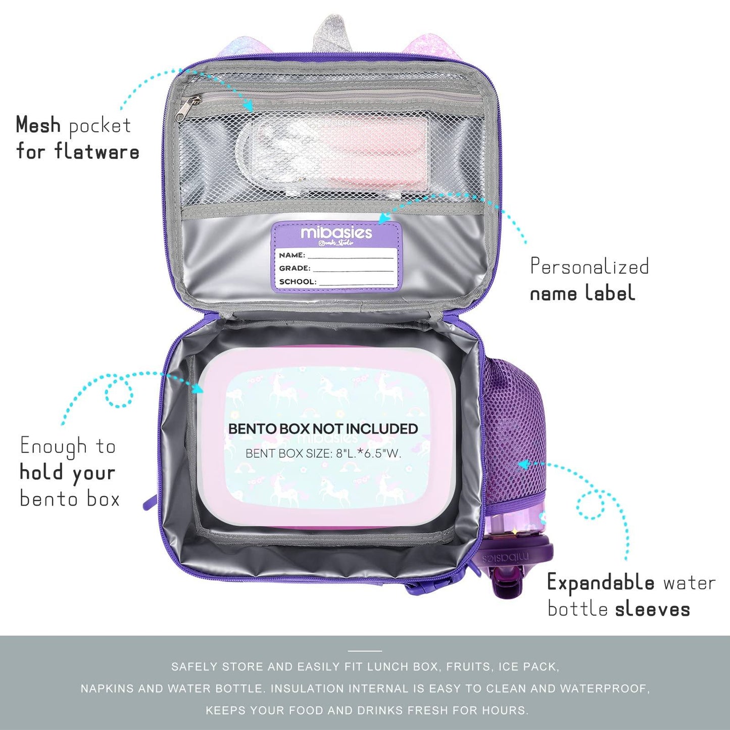 Unicorn Mix Rainbow lunchbox Mibasies