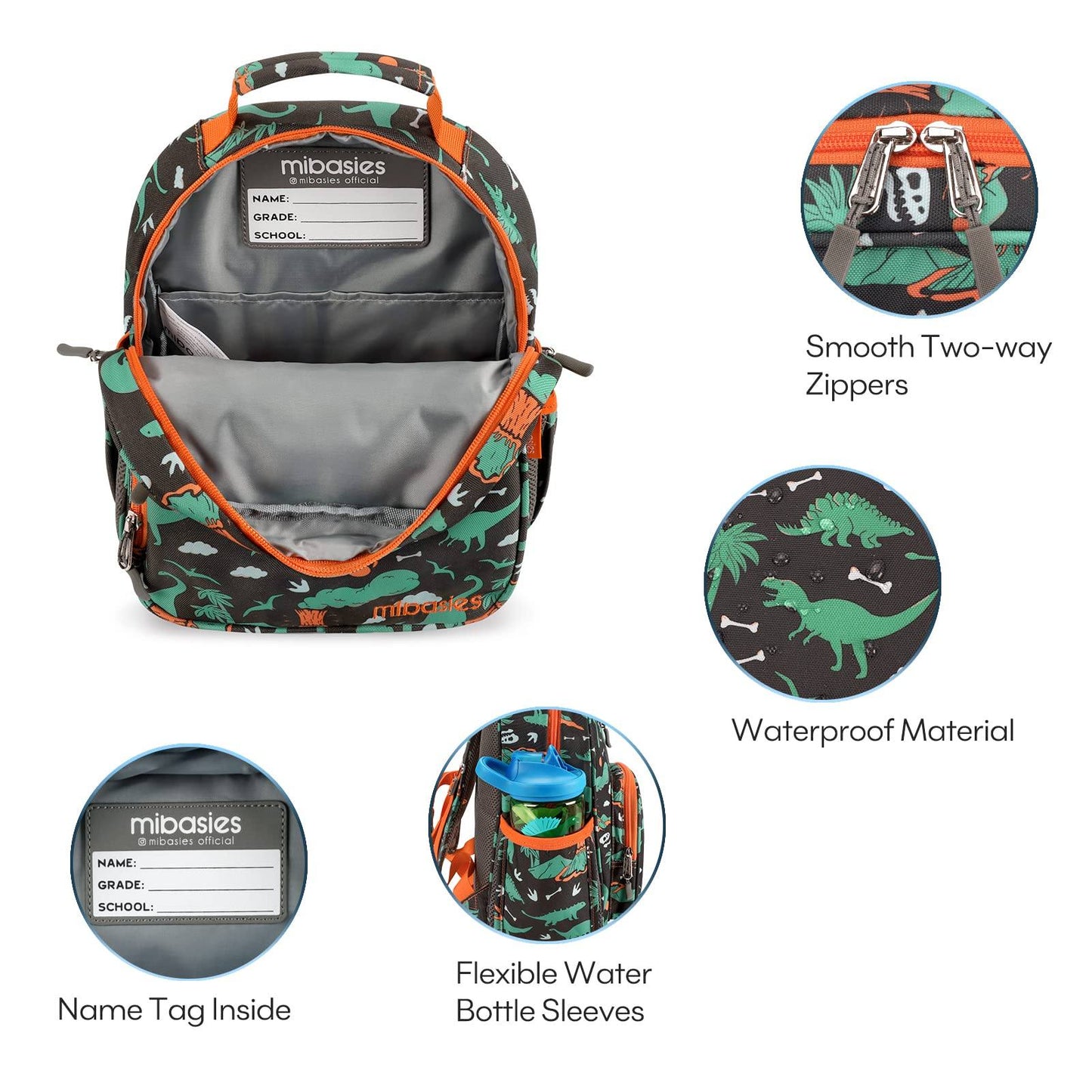 Mr. Dino Backpack schoolbag Mibasies