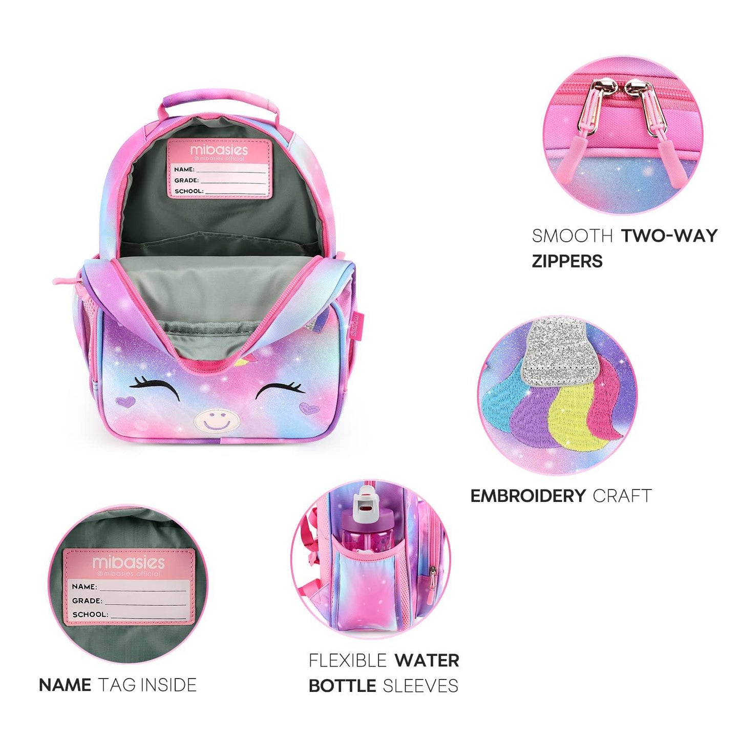Colorful Unicorn schoolbag Mibasies