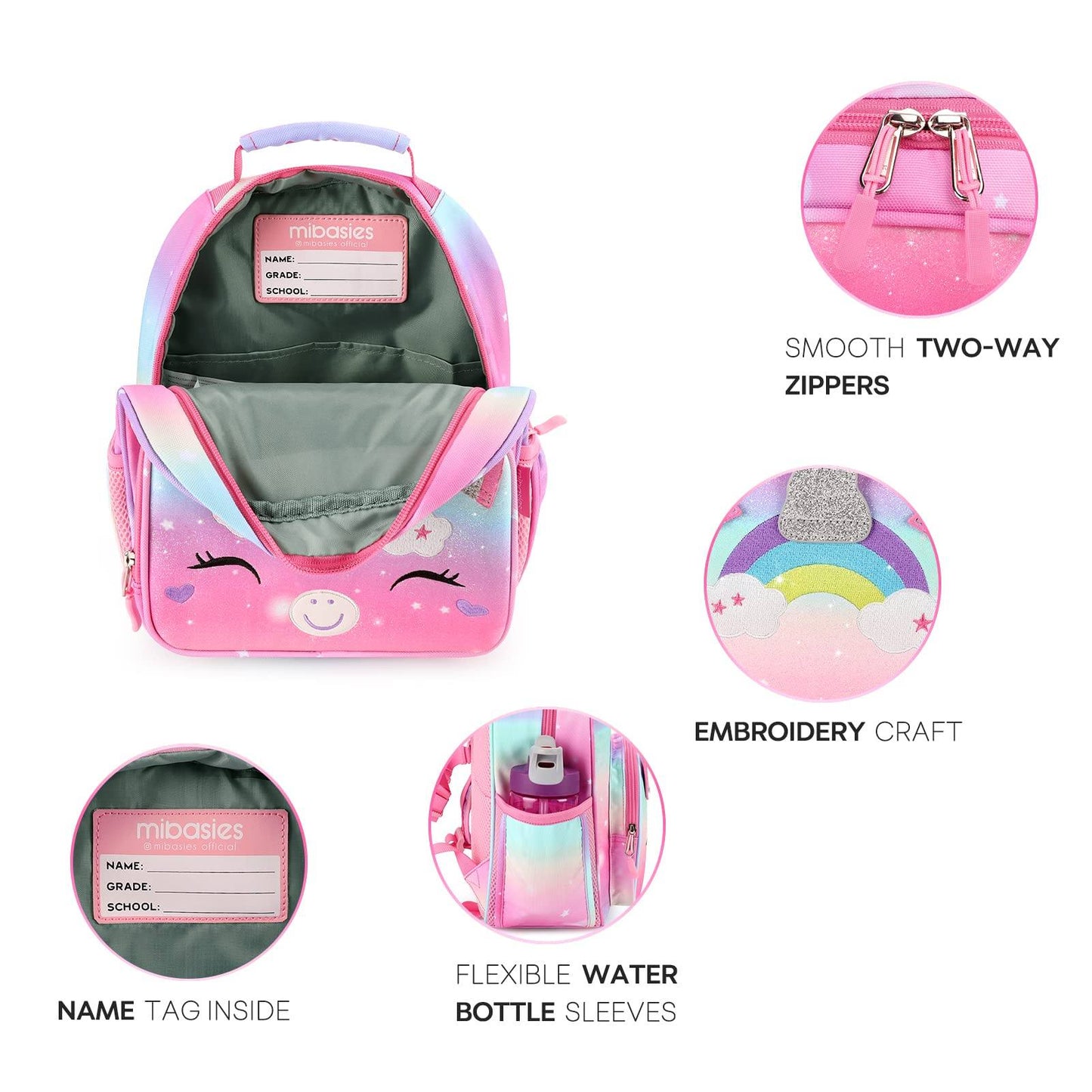 Colorful Unicorn schoolbag Mibasies