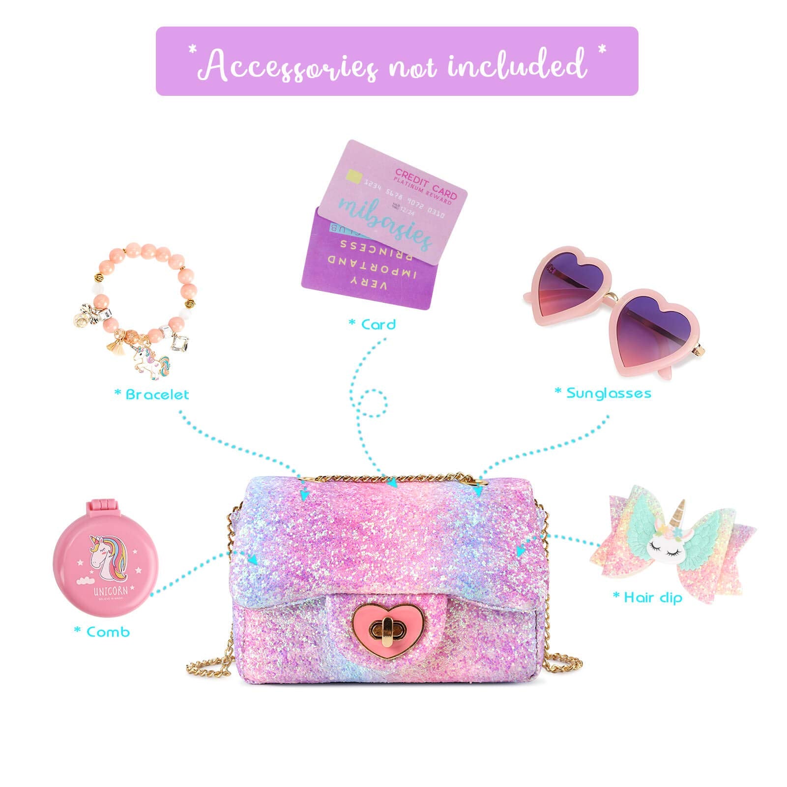 Rita-Glitter Mini Purse Crossbody Bag Mibasies