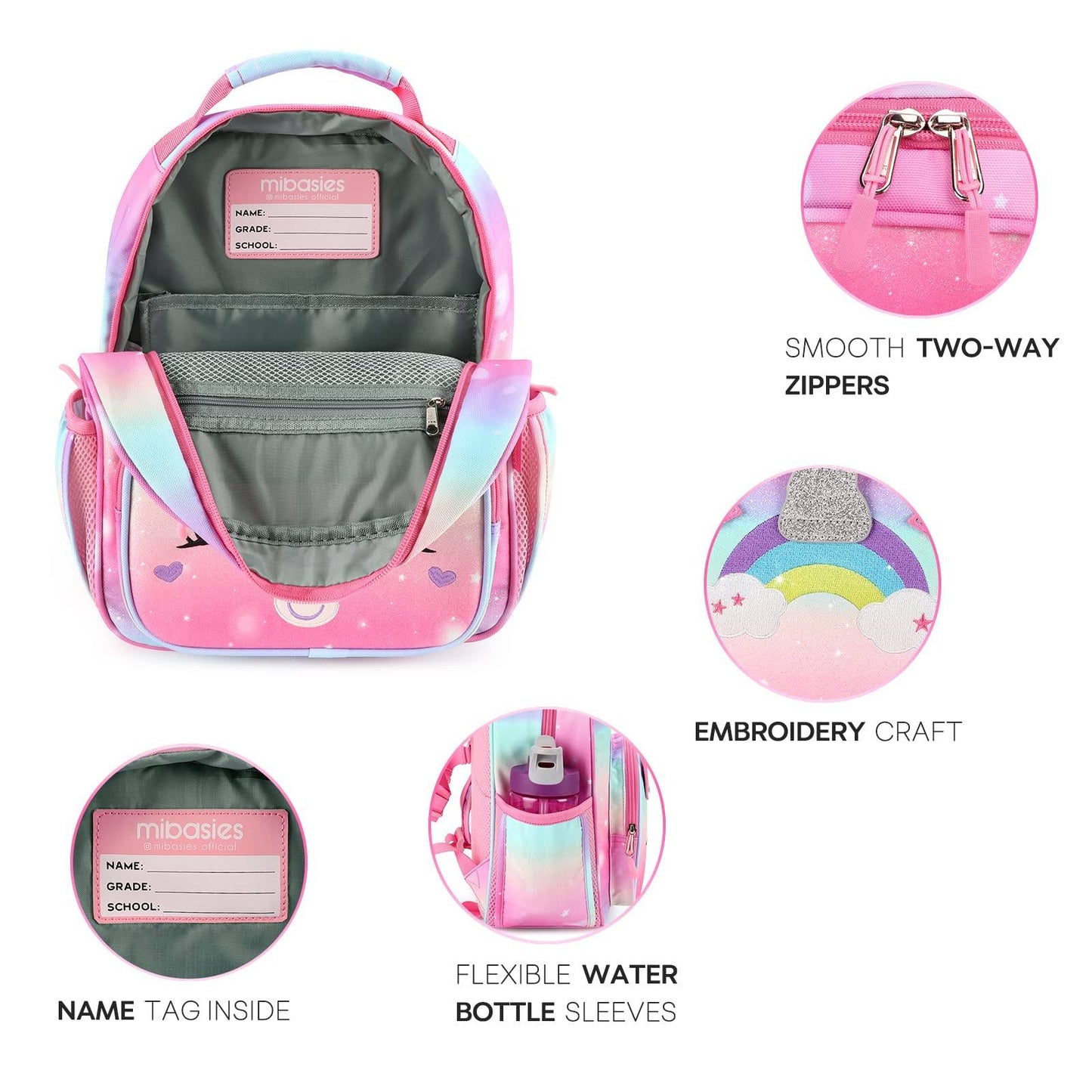 Colorful Unicorn schoolbag Mibasies