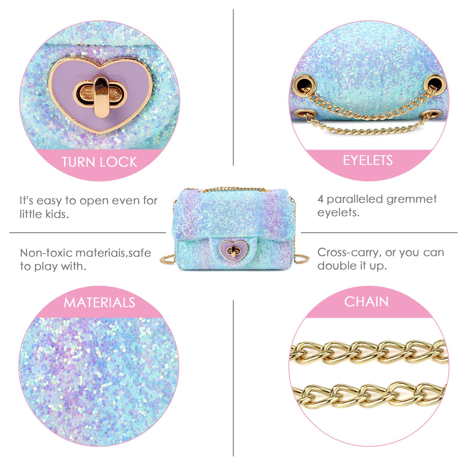 Rita-Glitter Mini Purse Crossbody Bag Mibasies