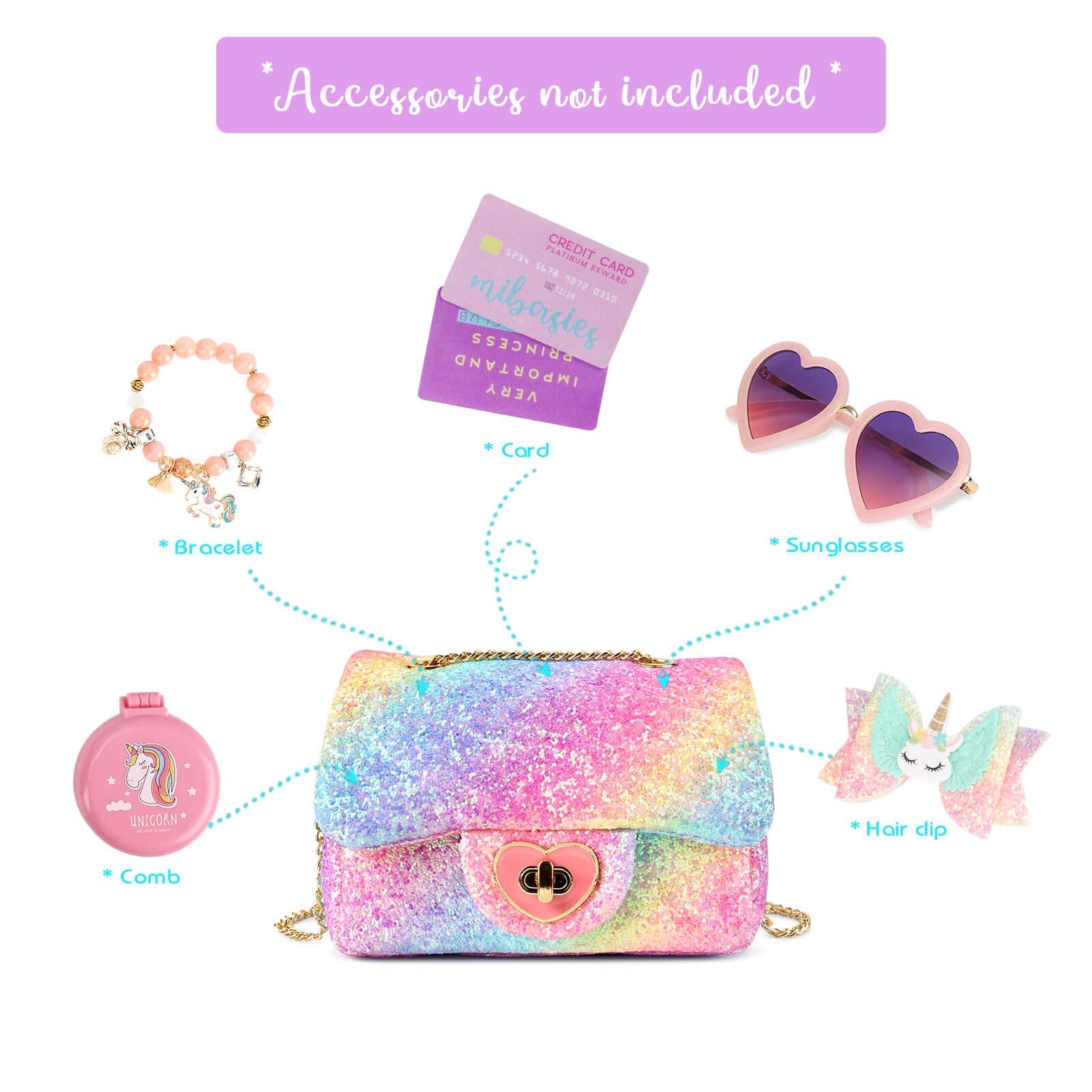 Rita-Glitter Mini Purse Crossbody Bag Mibasies