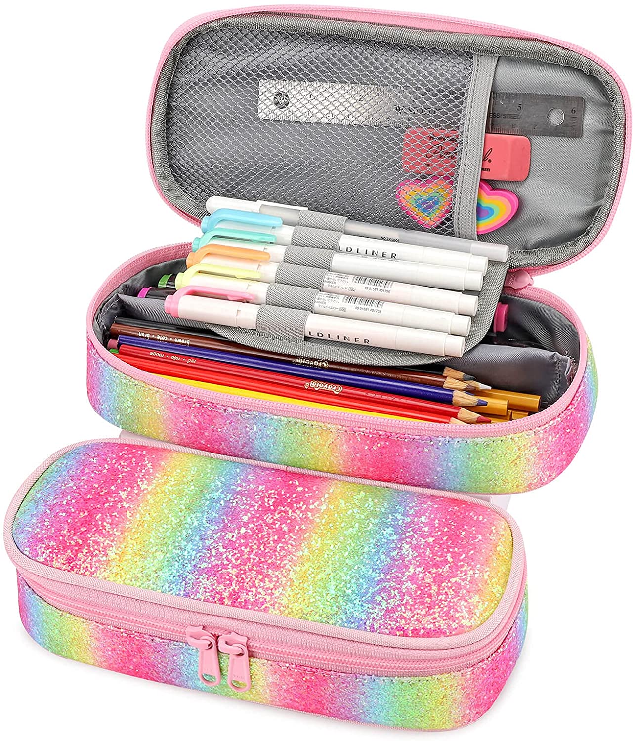 Sparkling Rainbow Pencil Pouch Mibasies Pink Rainbow 1