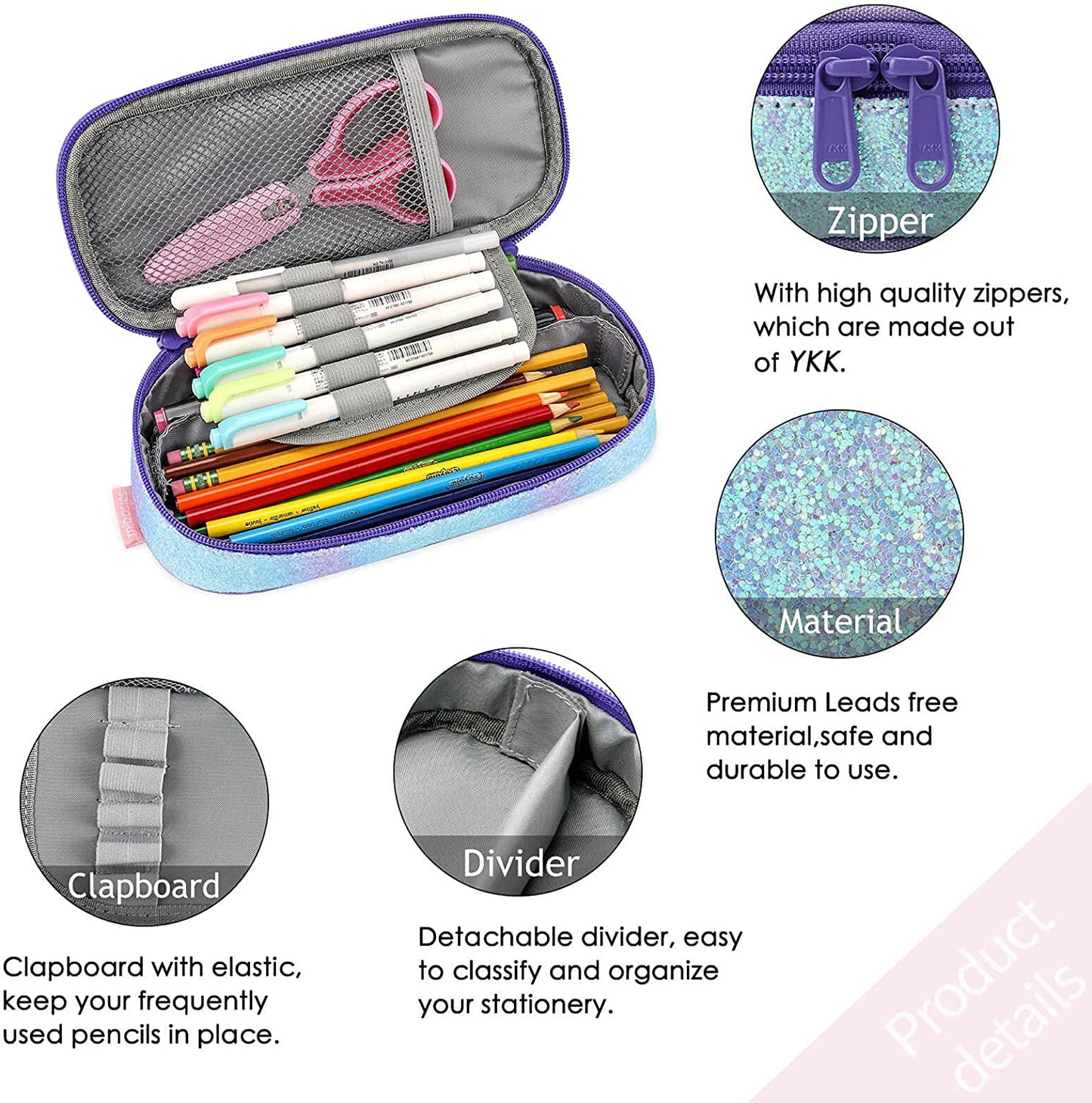 Sparkling Rainbow Pencil Pouch Mibasies