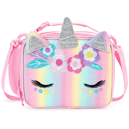 Lucy-Unicorn Lunch bag lunchbox mibasies Pink Blue Rainbow