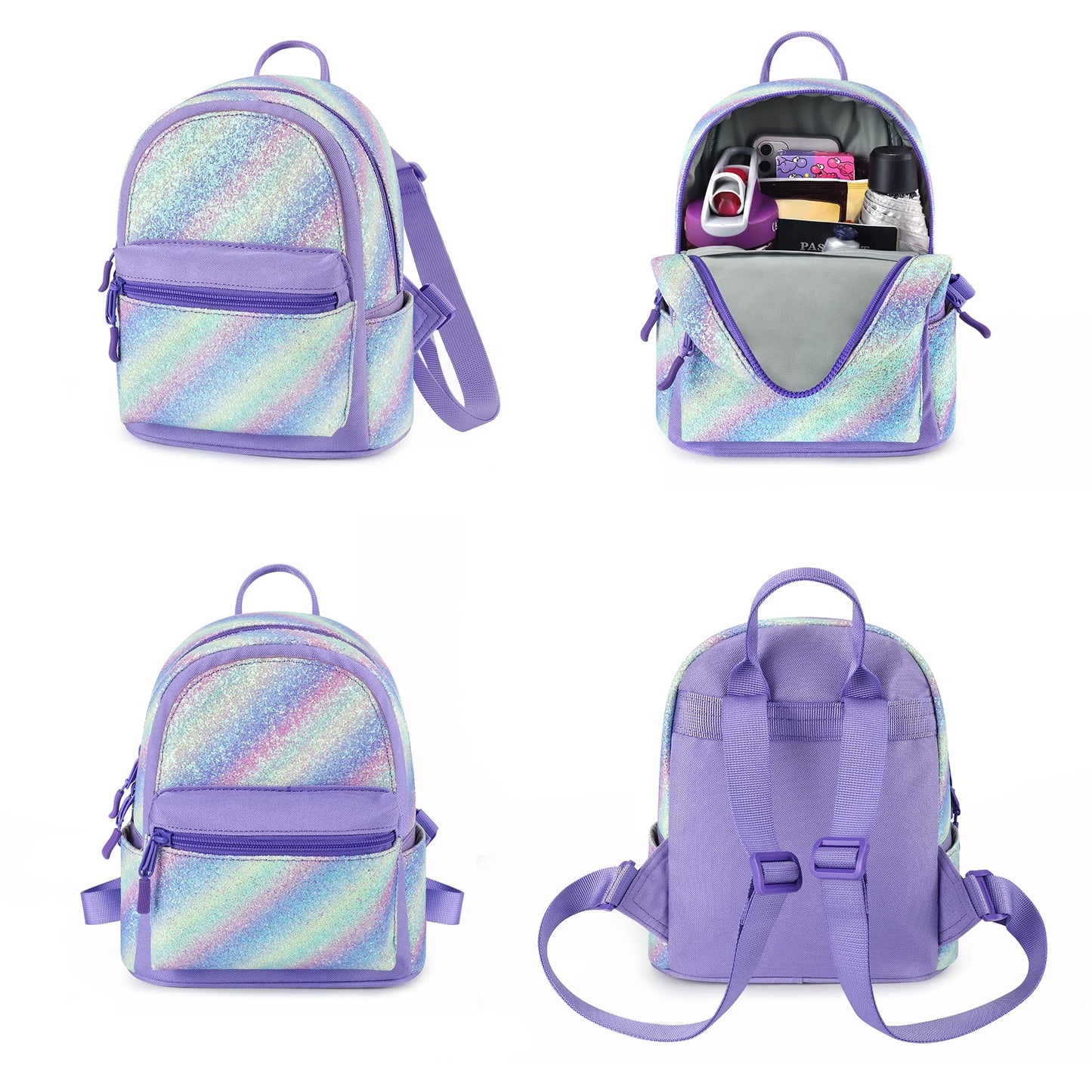 Glitter Rainbow Mini Backpack Backpack Mibasies