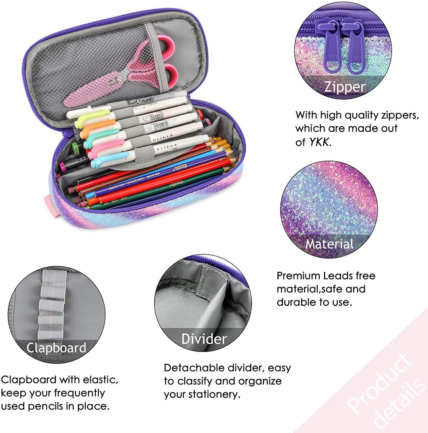 Sparkling Rainbow Pencil Pouch Mibasies