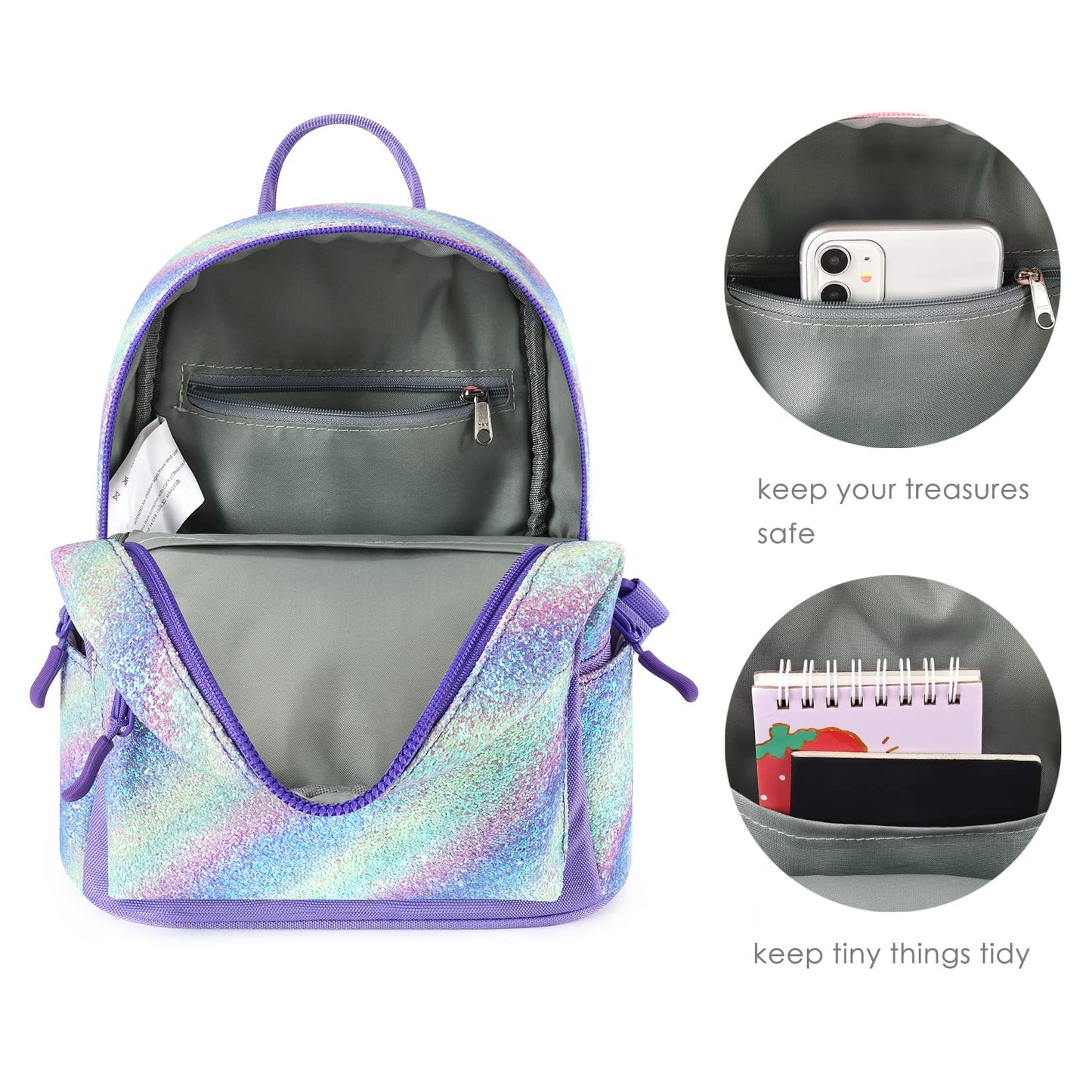 Glitter Rainbow Mini Backpack Backpack Mibasies
