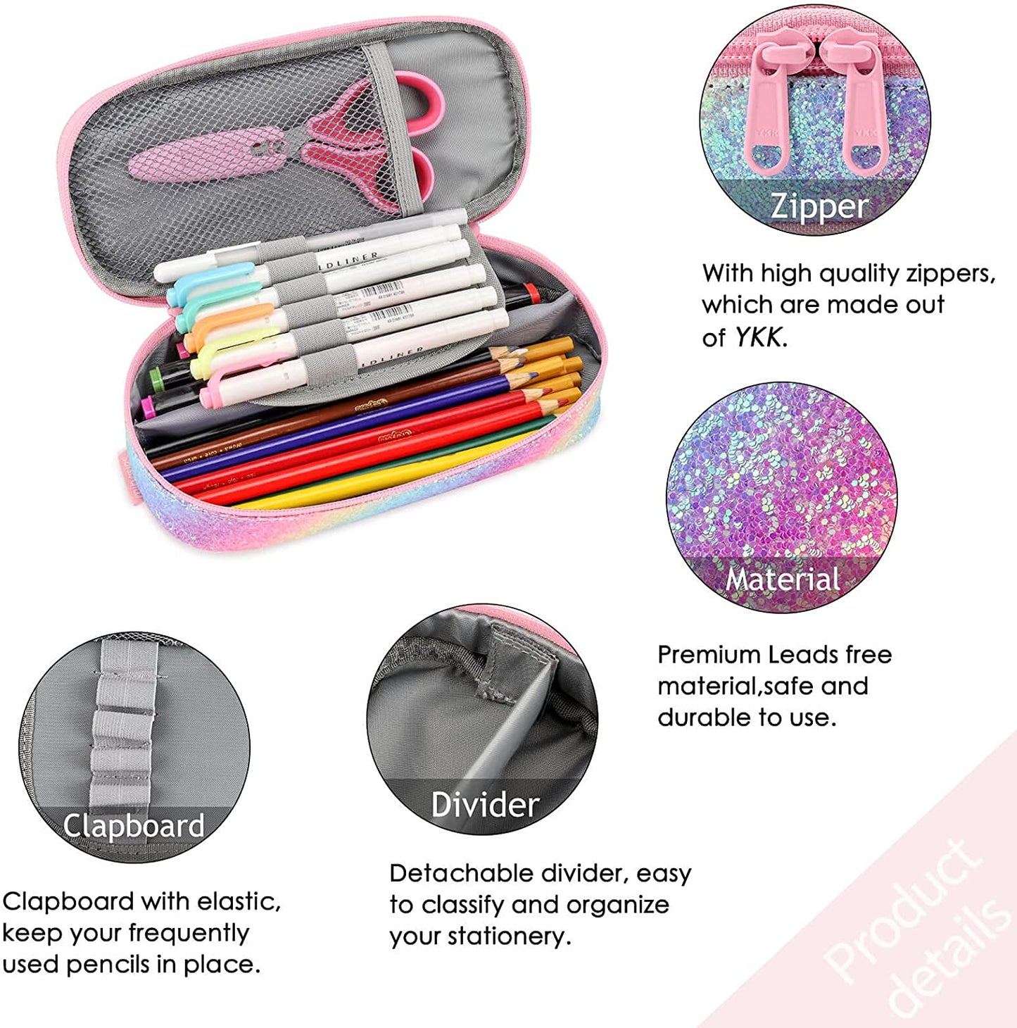 Sparkling Rainbow Pencil Pouch Mibasies