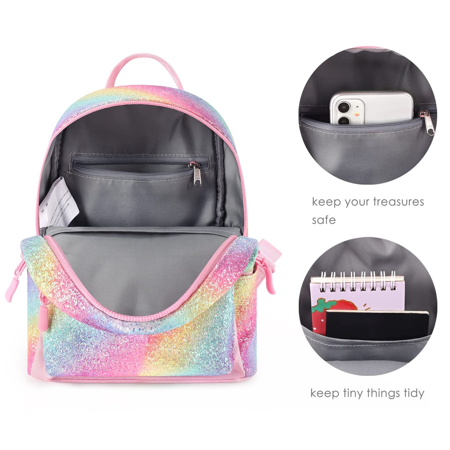 Glitter Rainbow Mini Backpack Backpack Mibasies