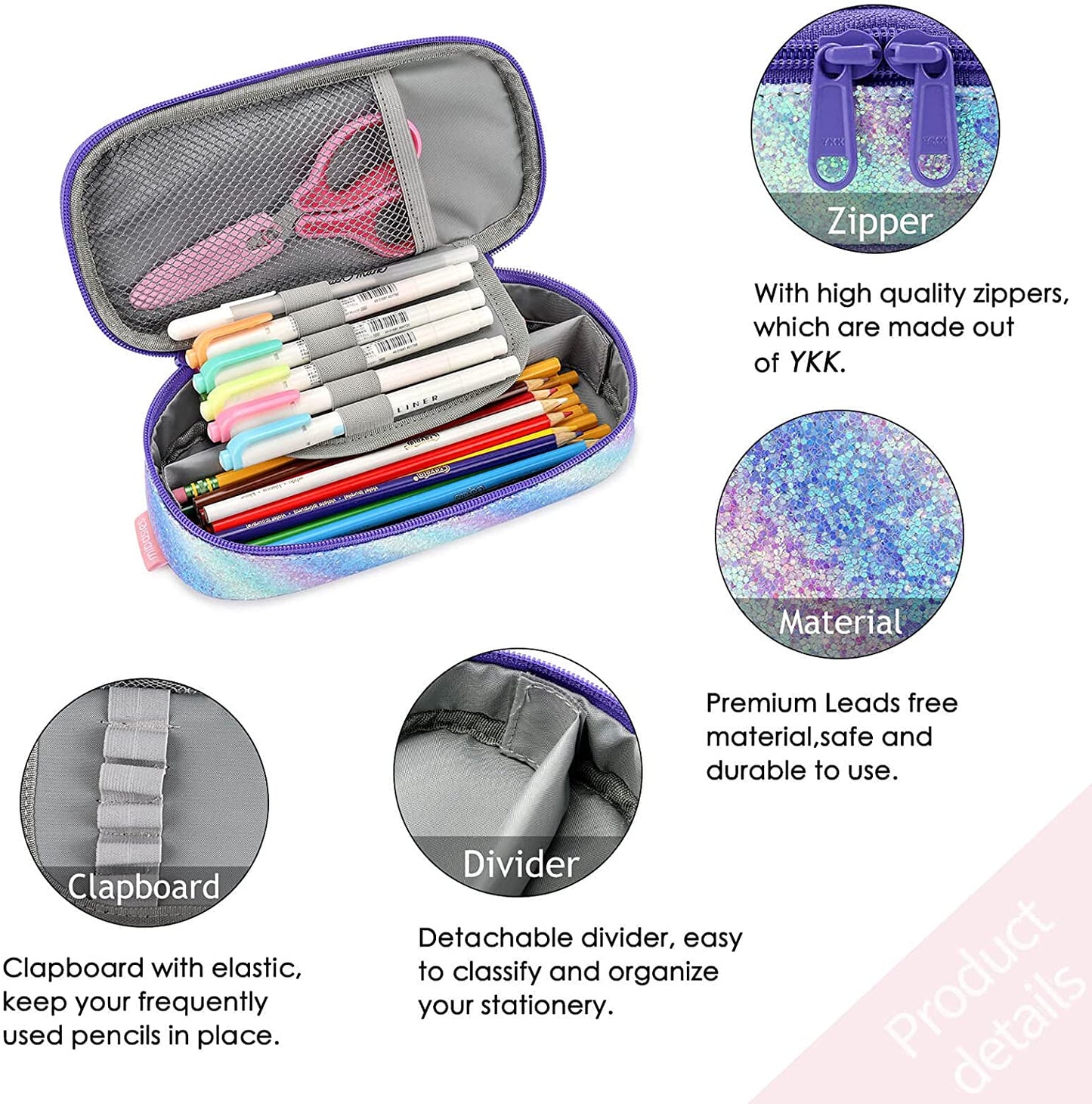 Sparkling Rainbow Pencil Pouch Mibasies
