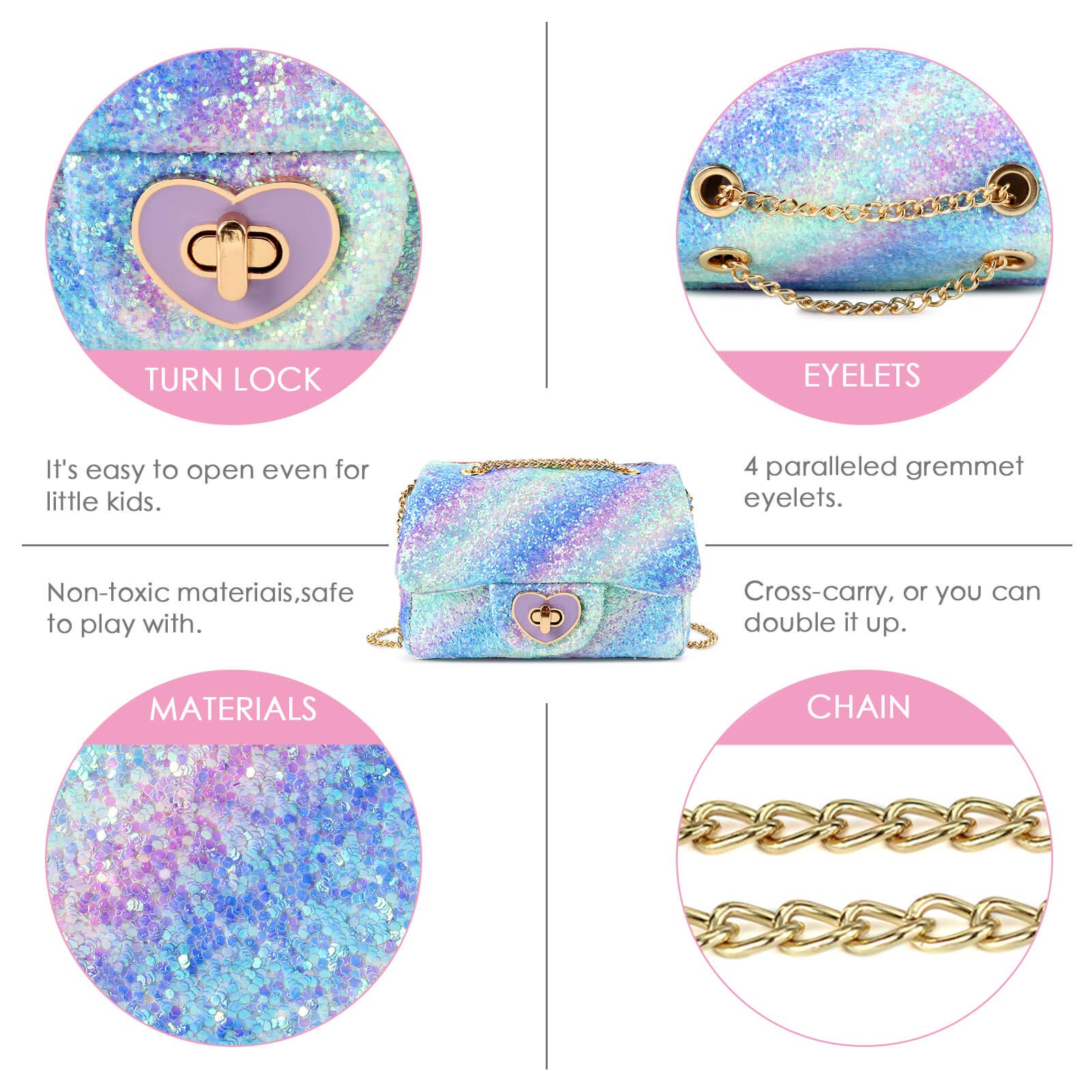 Rita-Glitter Mini Purse Crossbody Bag Mibasies
