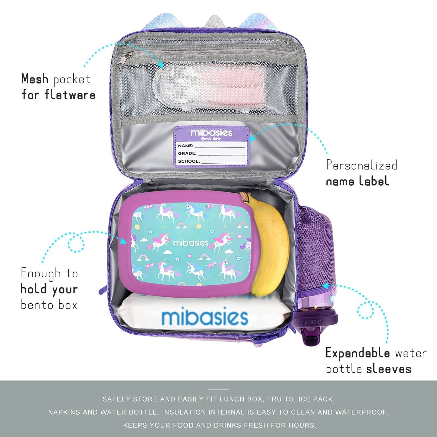 Unicorn Mix Rainbow lunchbox Mibasies 