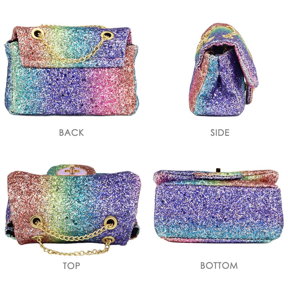 Korean Style Sequin Rainbow Crossbody Bag For Girls Perfect For