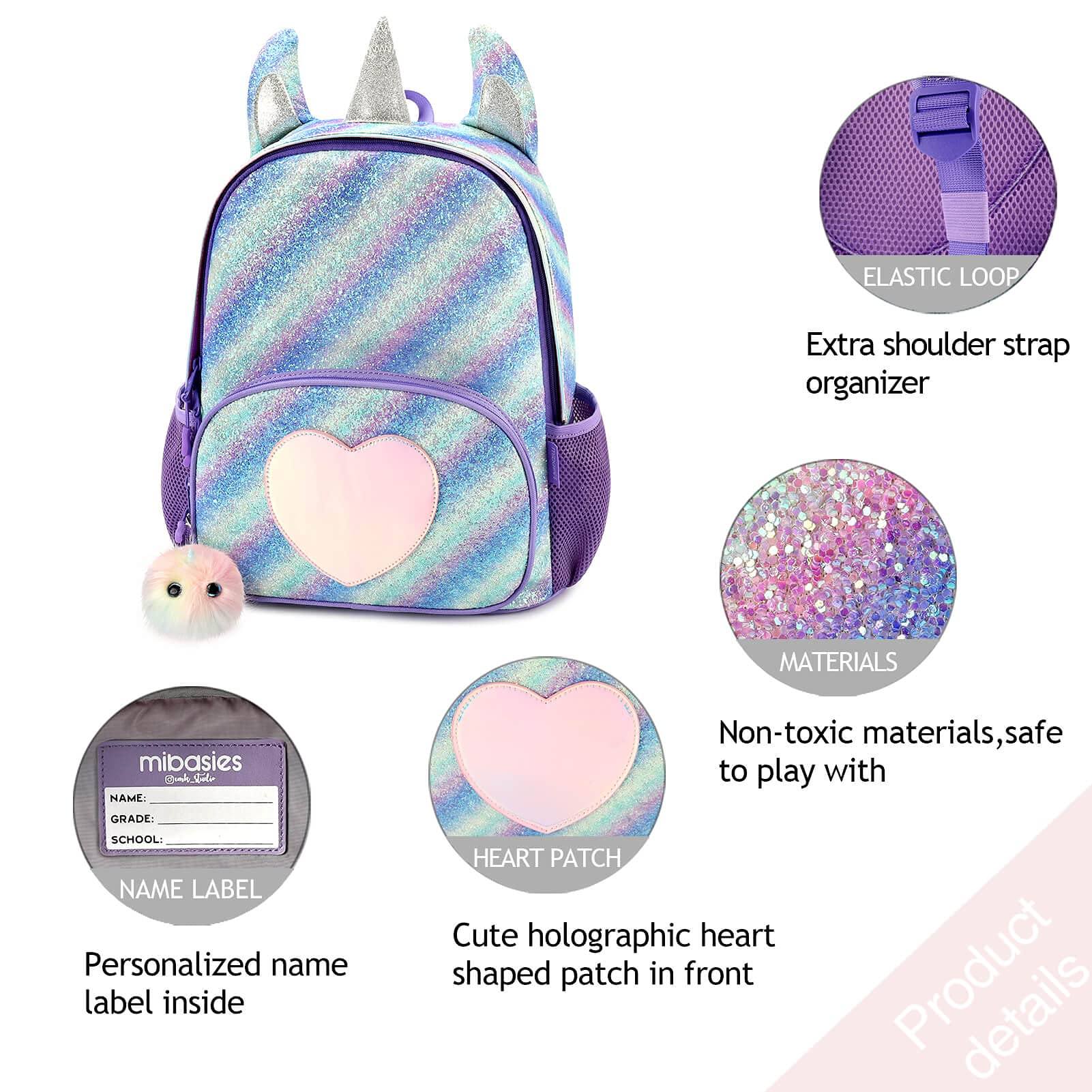 Unicorns Personalized Large Kids School Backpack with Side Pockets