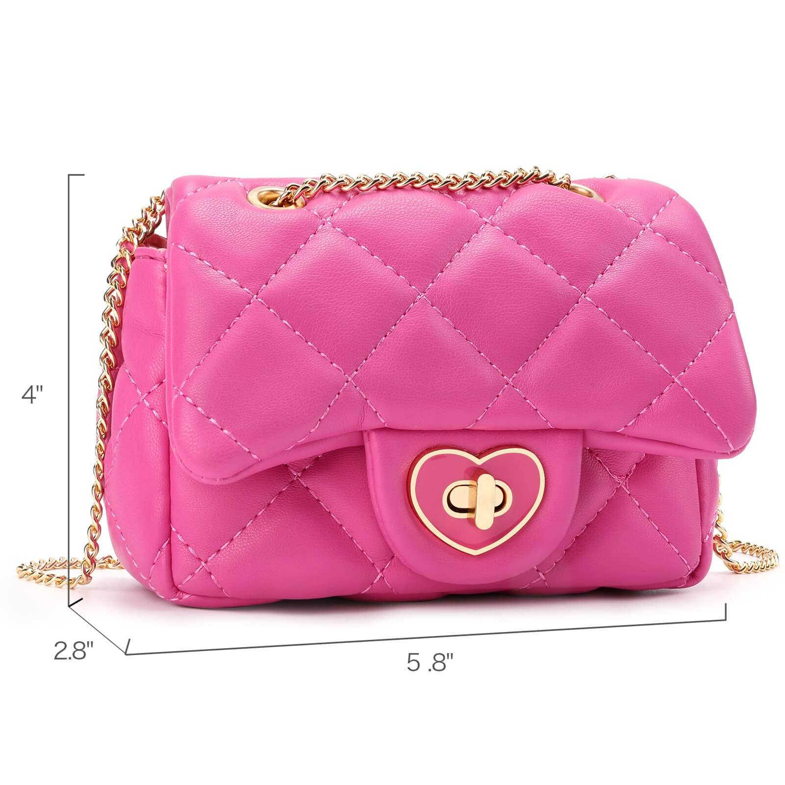 Mid Pink Metallic Quilted Chain Shoulder Bag