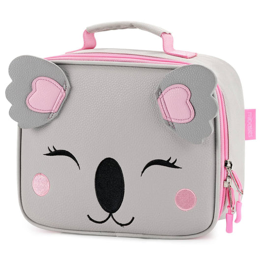 mibasies Kids Lunch Bag for Girls Leather Insulated Lunch Box with Water  Bottle Holder and Shoulder Strap (Dog)