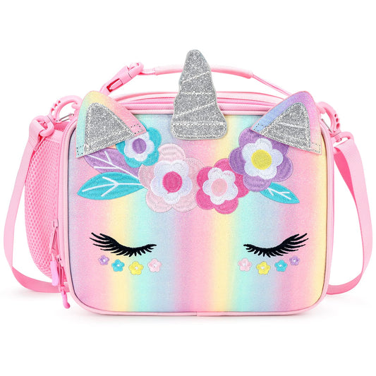 Lucy-Unicorn Lunch bag lunchbox mibasies Pink Blue Rainbow 