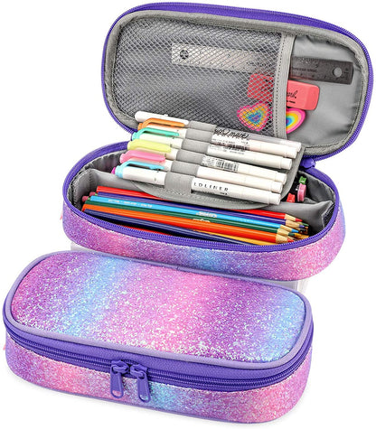 Sparkling Rainbow Pencil Pouch Mibasies Pink Purple Rainbow1 