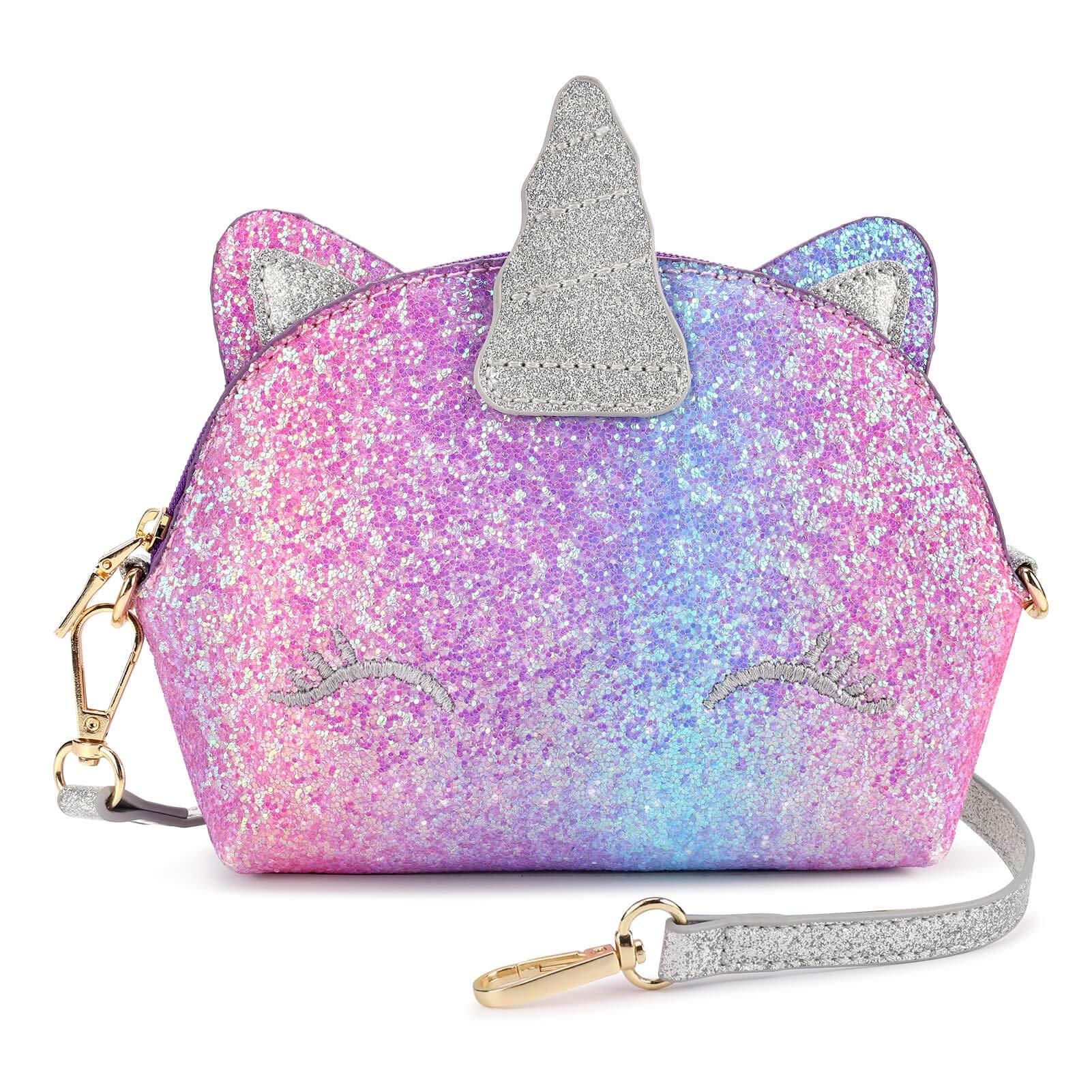 Unicorn Glitter Purse PURSE Mibasies Pink Purple Rainbow1 