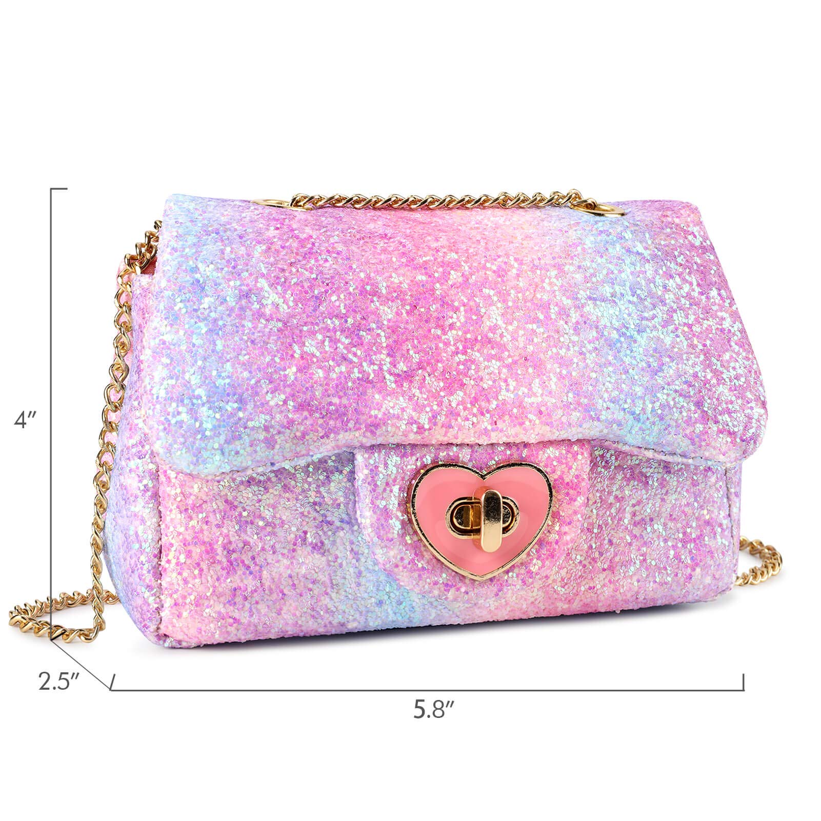 Mini Bubble Heart Bag - Shiny Light Pink with Glitter